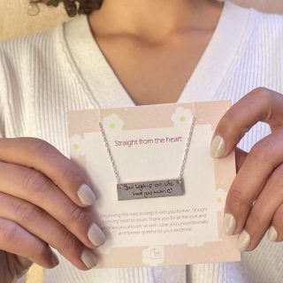 Customized Message Silver Bar Necklace