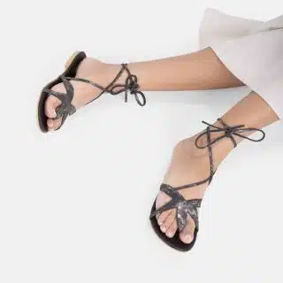 Silver black star sandal