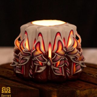 Brown with Orange Carved candle
