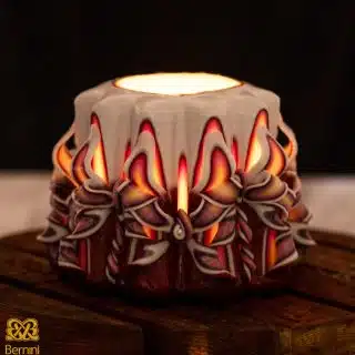 Brown with Orange Carved candle
