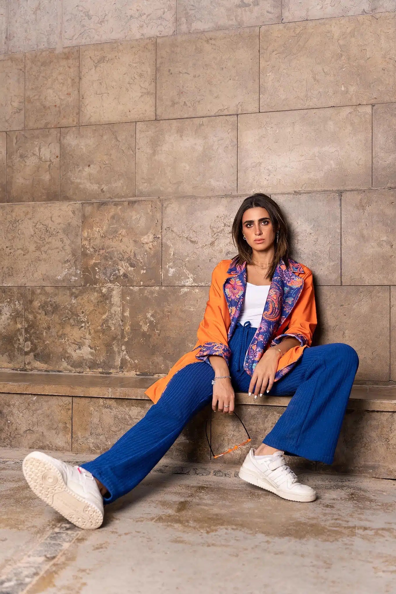 Paisely Waterproof Blazer in Orange 3 7 74