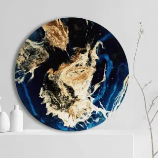 Dark blue& gold round wall art