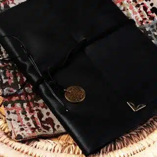 Black leather notebook