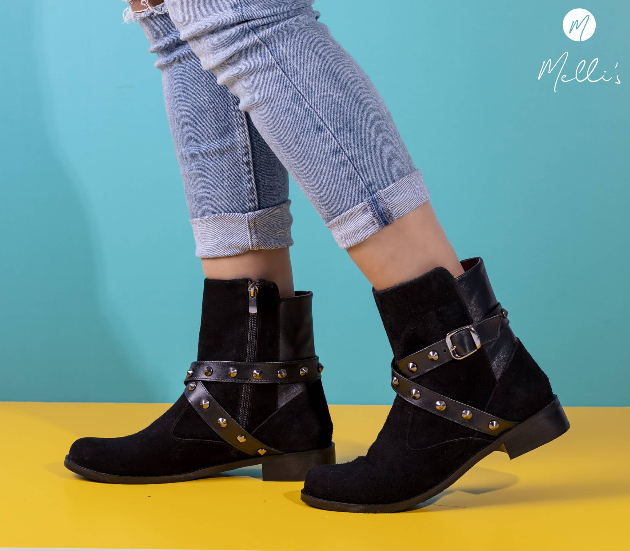 Black Studded half boot 1 Black Studded half boot