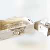 Set of white drawer tray and tissue box