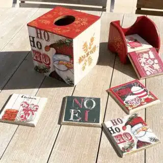 Christmas Set Tissue Box & Coasters