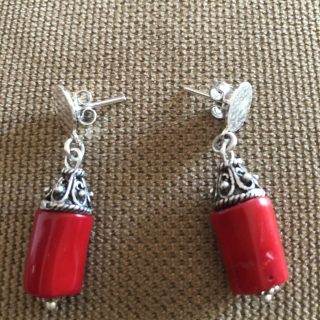 "Red Coral and Sterling Silver Earrings – Natural Elegance Handcrafted with Care"