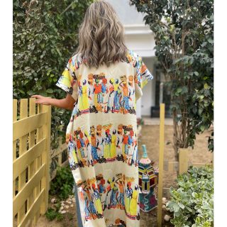 African prints off white kimono