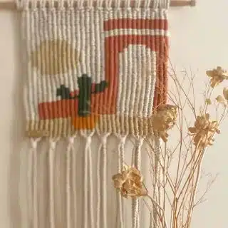 Macrame tapestry ( sun with cactus )