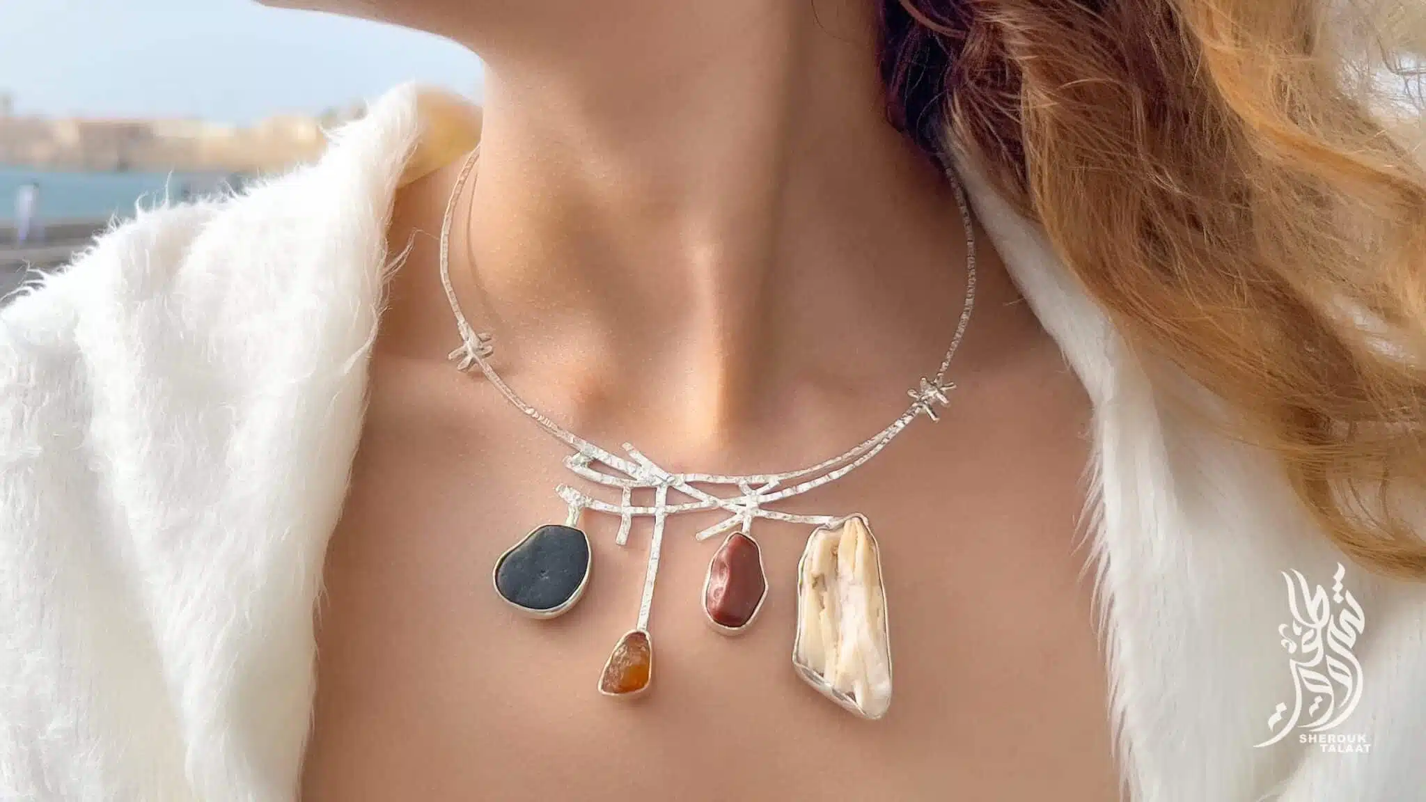 Handmade Sterling Silver Beach and Desert Stone, fossilised stone, Necklace ( code 463) 5 A5B03D1A 20B0 4316 9163 A1732E912210 scaled