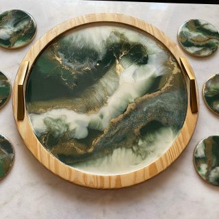 Green emerald serving tray