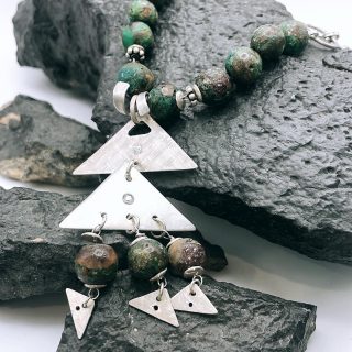 Silver necklace with abou_hamata turquoise beads