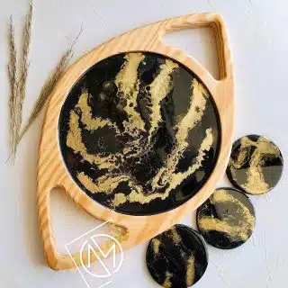 Golden black resin tray