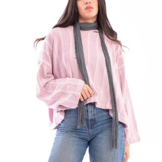 Rose knit hoody pullover