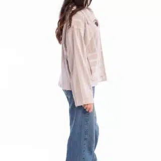 Fluffy short knit jacket beige