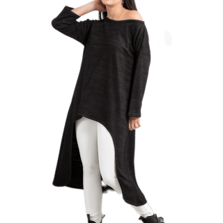 Black high low winter top