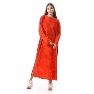 Tie-dye Orange Shirt dress Long sleeved