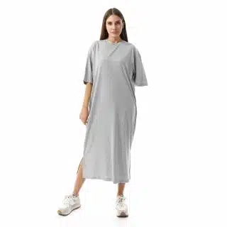 Light Grey Melange Shirt dress short sleeves