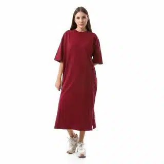 Burgundy Shirt dress short sleeves