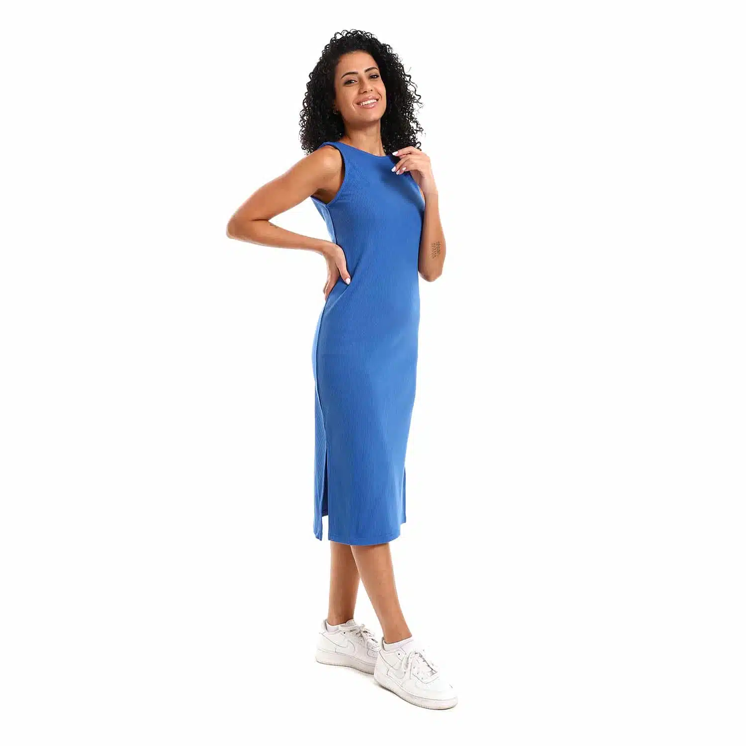 Royal blue sleeveless rib dress 3 AZ 1 2 3