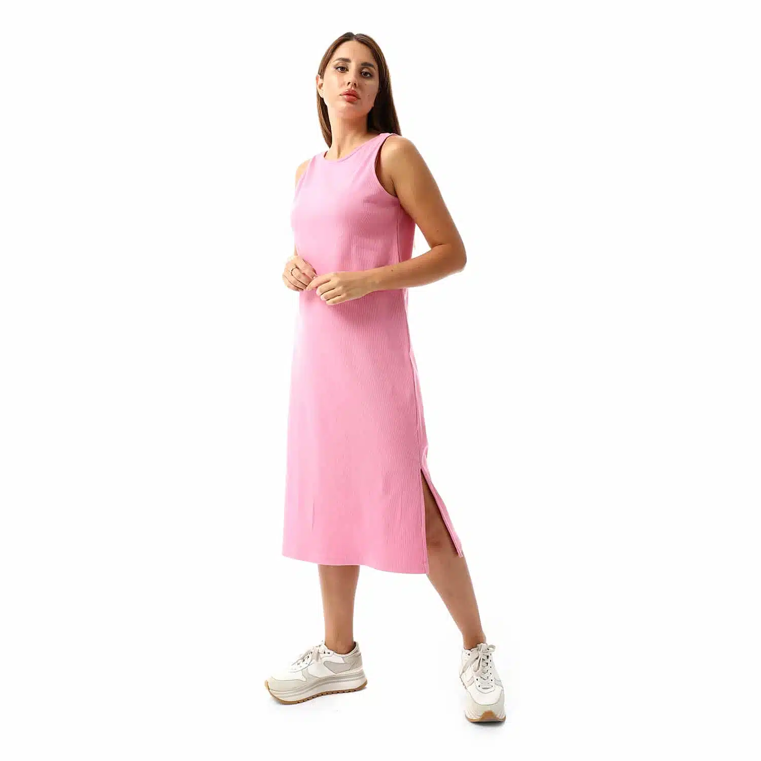Light Pink sleeveless rib dress 1 Light Pink sleeveless rib dress