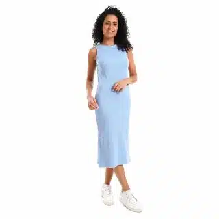 Sky blue sleeveless rib dress