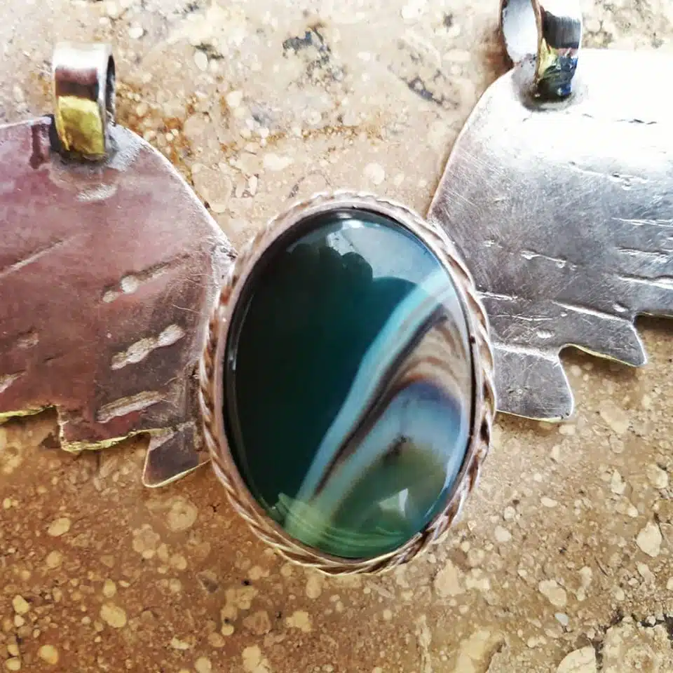 Silver angel wings pendant 3 Agate angel wings 2