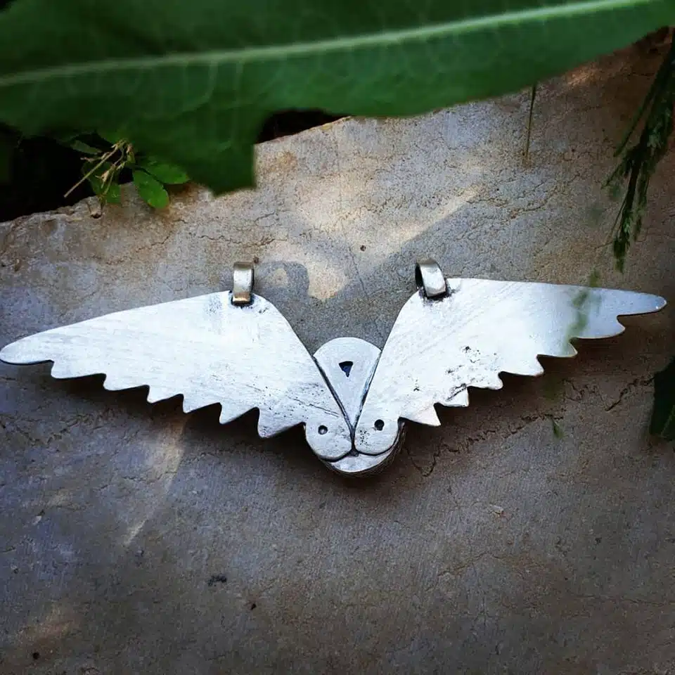 Silver angel wings pendant 6 Agate angel wings 6