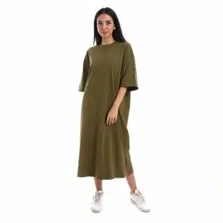 Khaki half sleeve shirt Dress