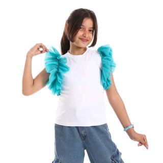 Teal Coucou sleeve kids shirt