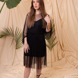 Voluminouse Sleeve Tulle Dress + Basic Dress