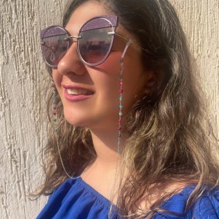 Sun Glasses Silver Chords with colorful stones