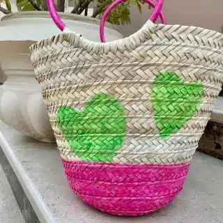 Green Hearts Straw Bag