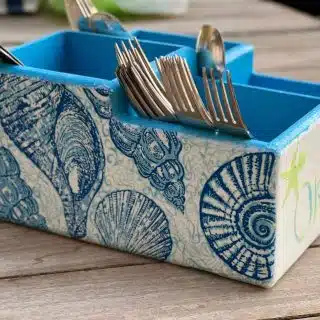 Sea Shell Turquoise Cutlery Organizer