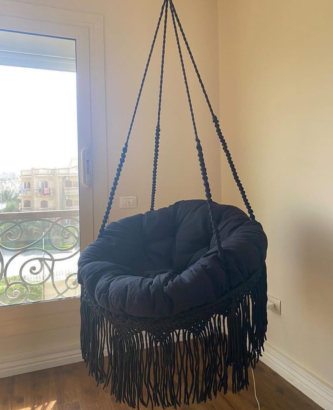 Black Macrame swing 1 Black Macrame swing