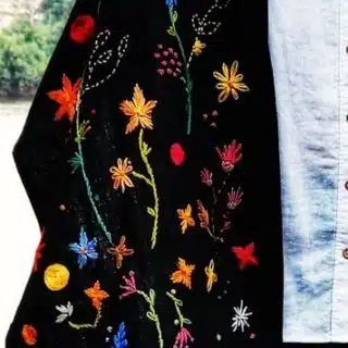 Floral Delight (Black) Linen Shawl