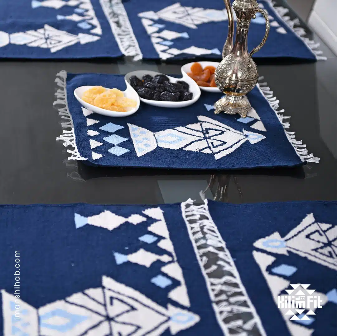 Fanoos Kilim Placemat 3 BluePlacematSet2