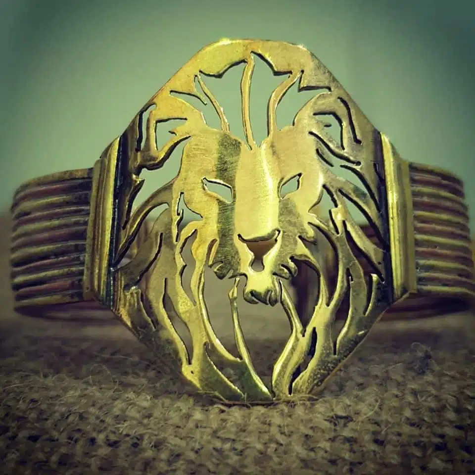 Brass lion head cuff 1 Brass lion head cuff