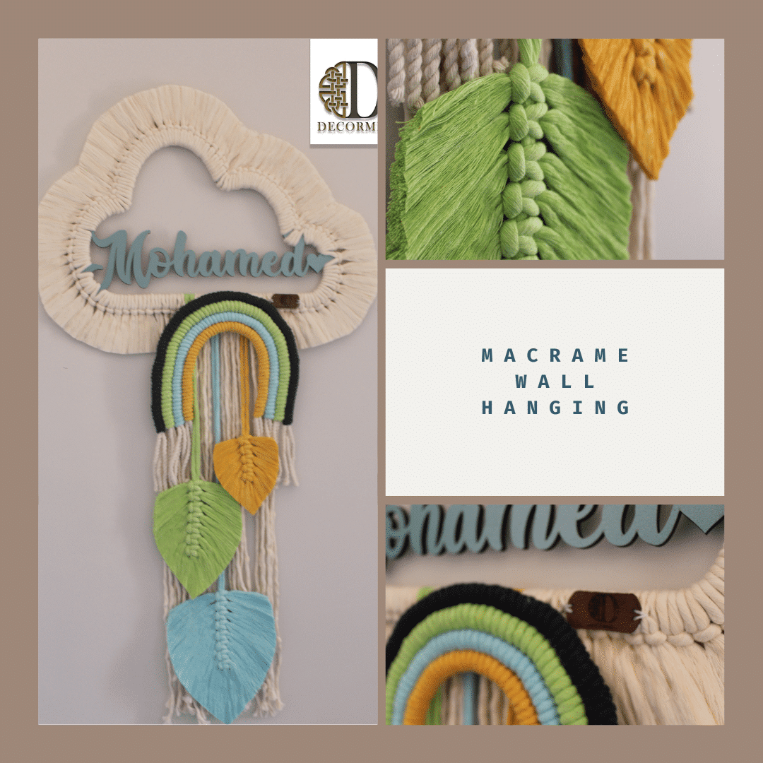 Macrame wall hanging with name 3 Brown Minimal Polaroid Multiple Photo Collage Free Instagram Post