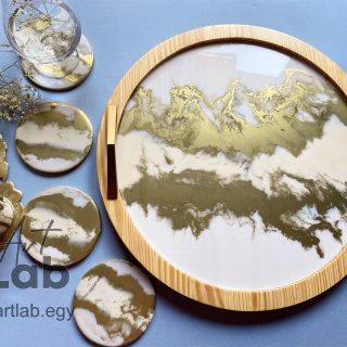 gold cream serving tray