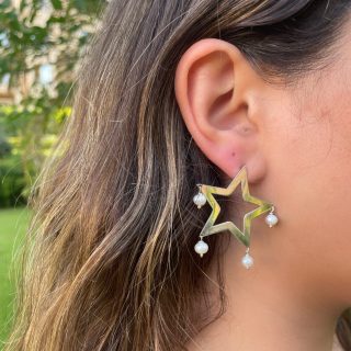 Star & Pearls silver earring