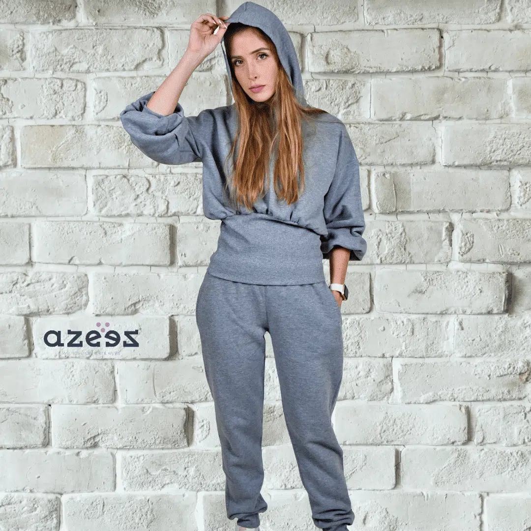 Grey Melange Ribbed Waist tracksuit 1 Grey Melange Ribbed Waist tracksuit