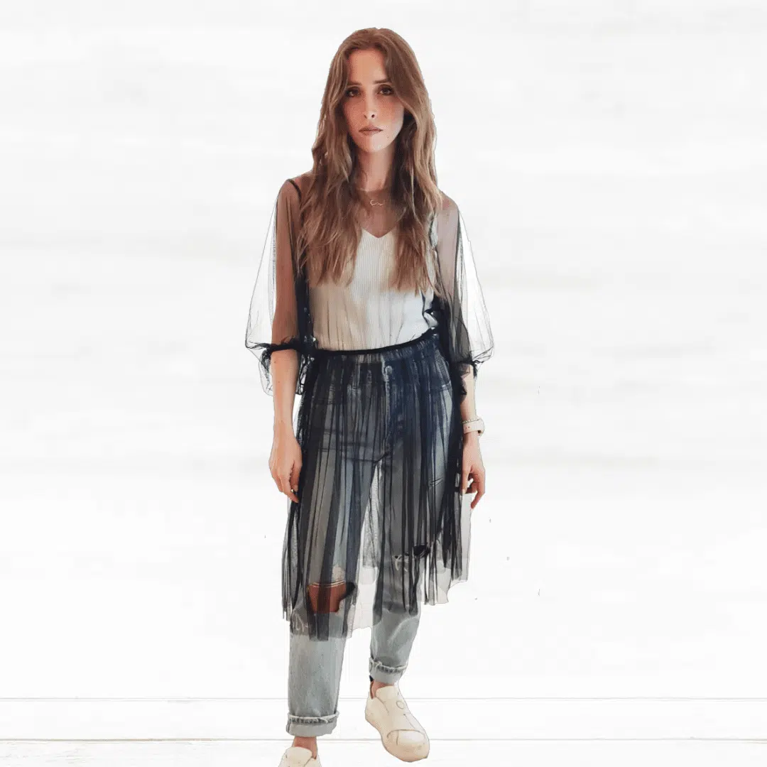 Voluminous Sleeve Tulle cover-up dress 5