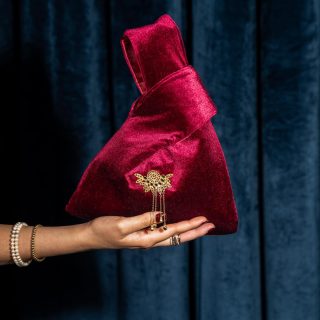 Royal Red Japanese Knot Wristbag