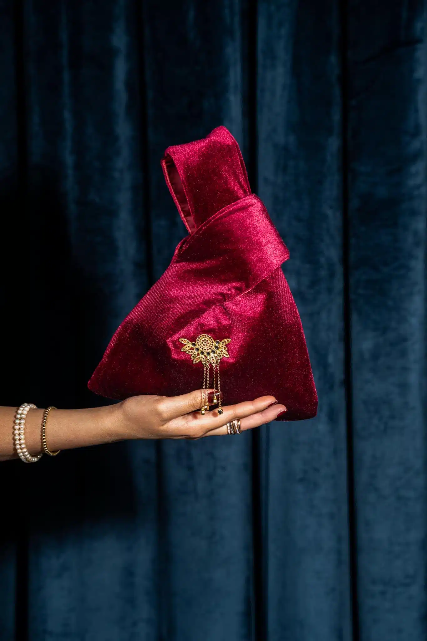 Royal Red Japanese Knot Wristbag 1 Royal Red Japanese Knot Wristbag