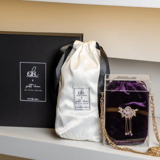 The Purple Crystal Plexi Box Chain-Bag with Gold-Plated Piece