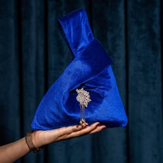 Electric Blue Japanese Knot WristBag