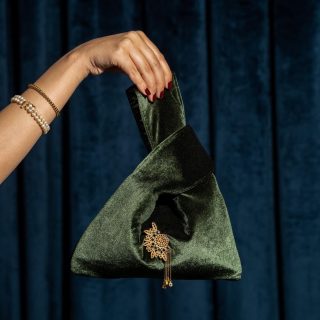 Olive Green Japanese Knot Wristbag