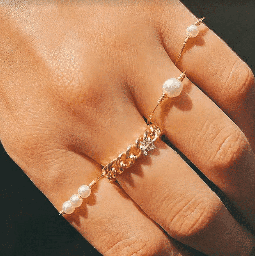 Handmade copper ring with pearl 1 Handmade copper ring with pearl