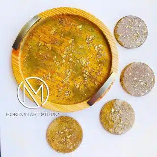 Golden leaves Tray & coasters